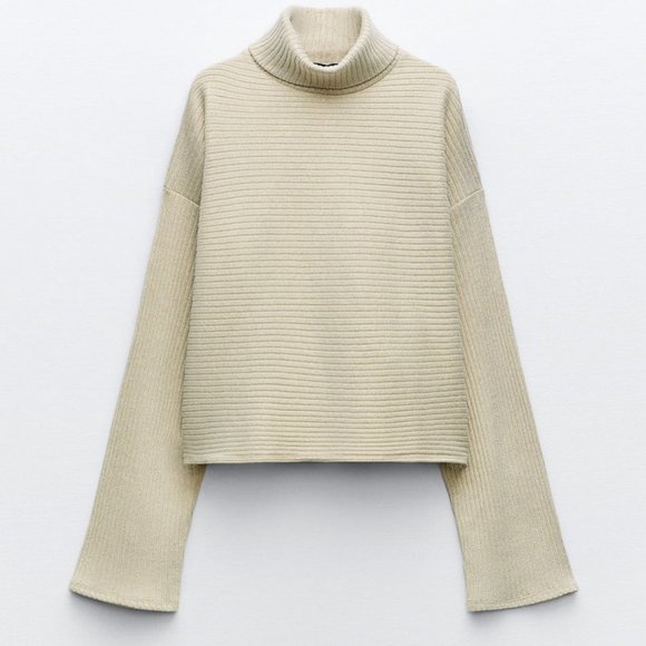 ZARA Women's Shiny Ribbed Sweater(Golden, US L /EUR L) - Picture 5 of 10